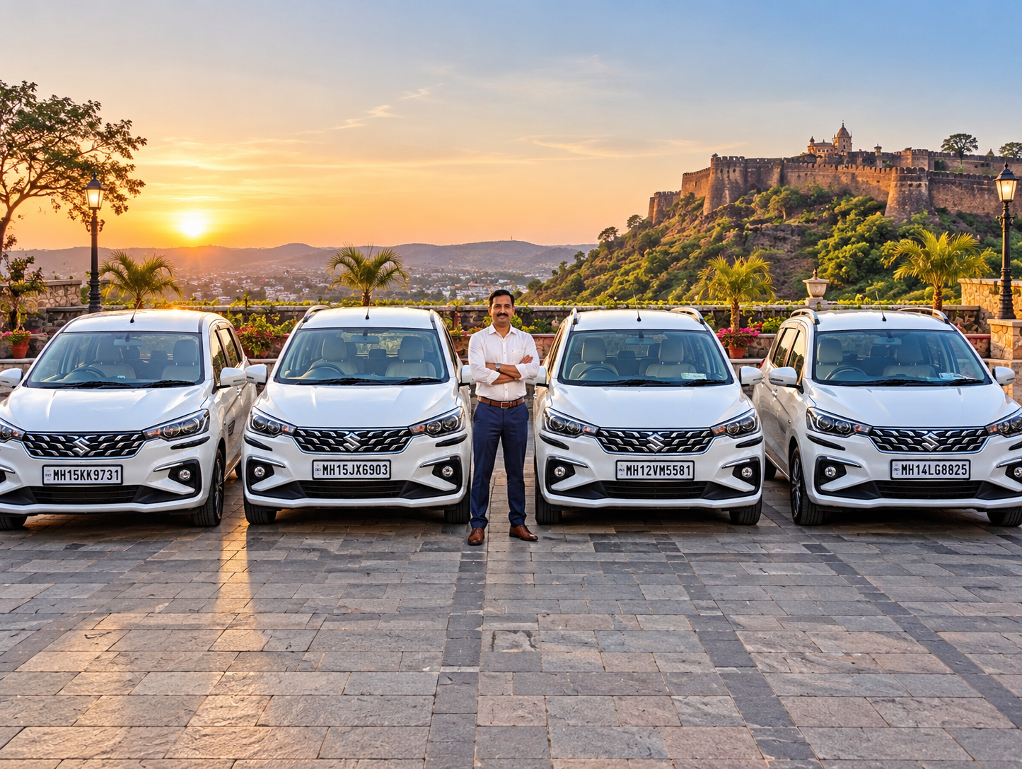 Mahajan Tour's & Travels owner with two Maruti Suzuki Ertiga vehicles